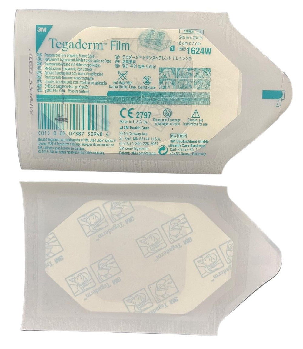 3M Tegaderm Film Dressing 6cm x 7cm Transparent 1624W