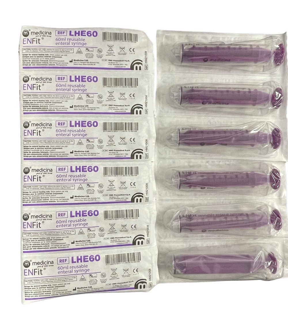 Medicina Syringe Enteral Enfit 60ml Purple Reusable Purple LHE60 Box