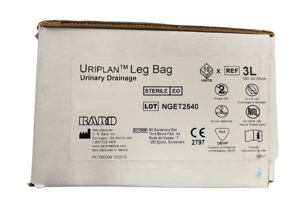 Bard Uriplan Leg Bag 350Ml Sterile 30Cm Tube Lever Tap