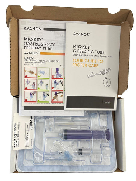 Avanos Mic-Key 16Fr Low-Profile Balloon Button Gastrostomy Feeding Tube Extension Set With Enfit Connectors - All Length