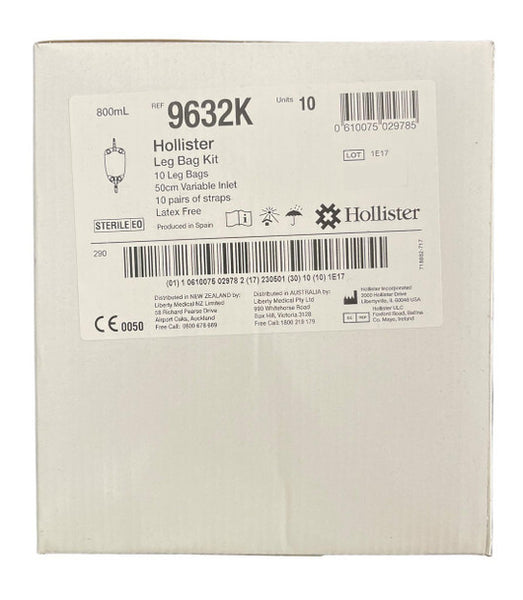 Hollister Leg Bag Ctf 800Ml Sterile 50Cm Tube Lever Tap 9632K - Pack of 10