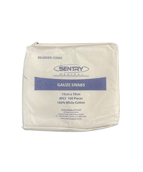 Sentry Gauze Swabs Non-Sterile Cotton 8ply (5cm x 5cm / 7.5cm x 7.5cm / 10cm x 10cm)