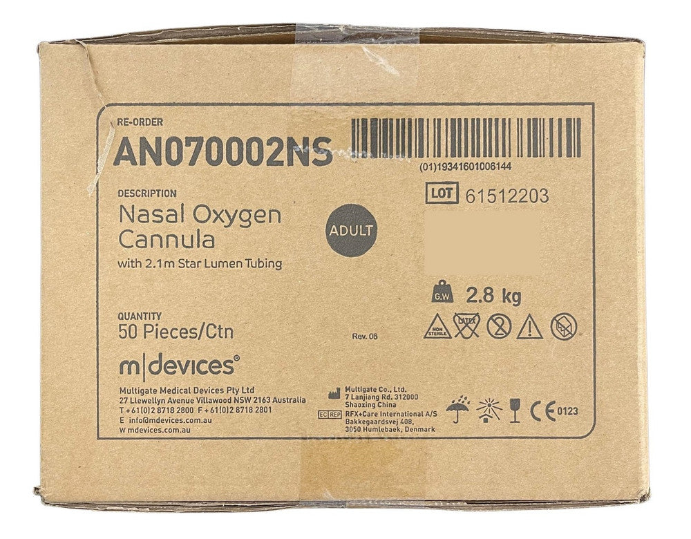 MDevices Nasal Oxygen Cannula 2.1m Tubing Infant / Child /