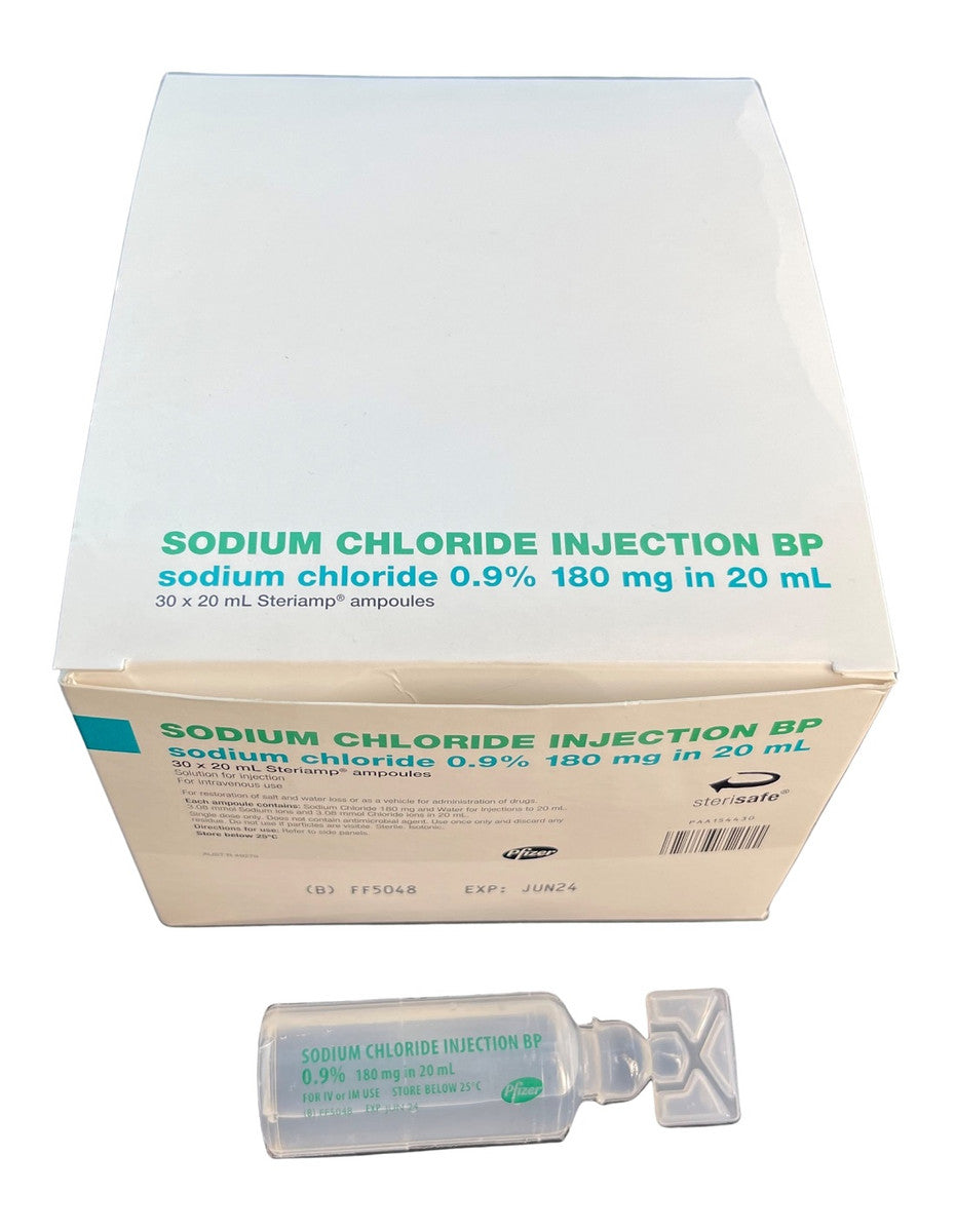 Sodium Chloride INJECTION Solution 0.9% Sterile 20ml Box of 30