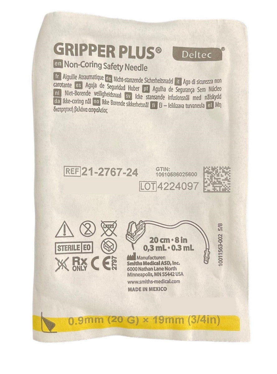 Gripper Plus Needle Huber Safety 20G x 3/4