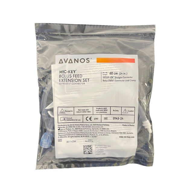 Avanos Mic-Key Low-Profile Gastrostomy Feeding Tube Bolus Cont Extension Set Secur Lok Enfit 60cm