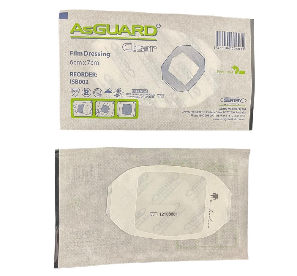 Sentry Asguard Clear Film Dressing 6Cm X7Cm Adhesive ISB002 Box