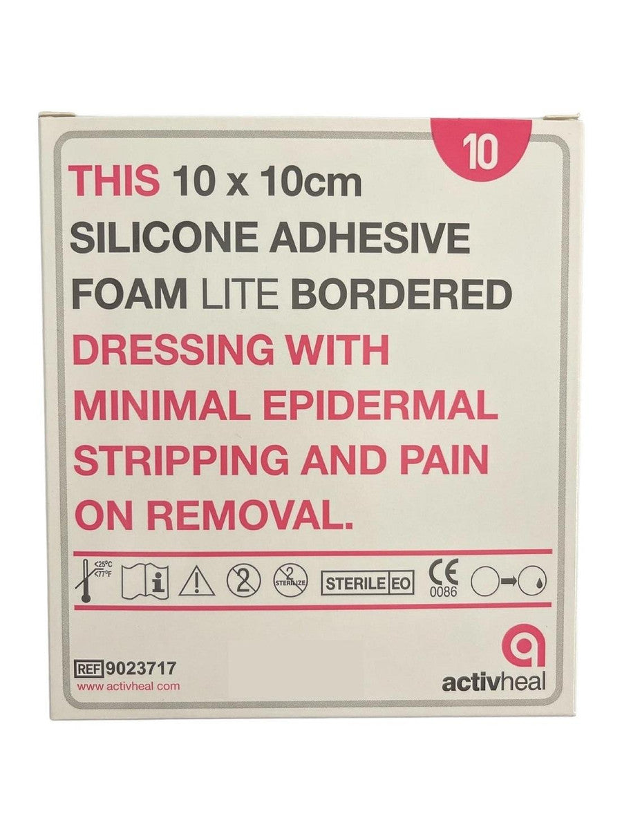 Activheal Silicon Adhesive Foam Lite Border 10 X 10cm 10pcs/Box