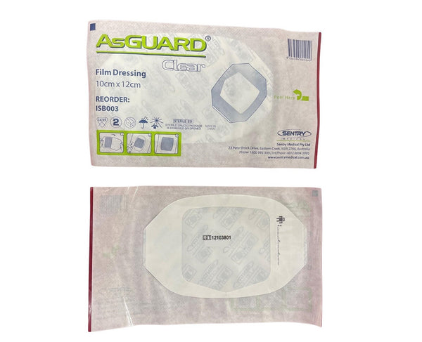 Asguard Clear Film Dressing 10cm x 12cm Adhesive ISB003 - Box of 25