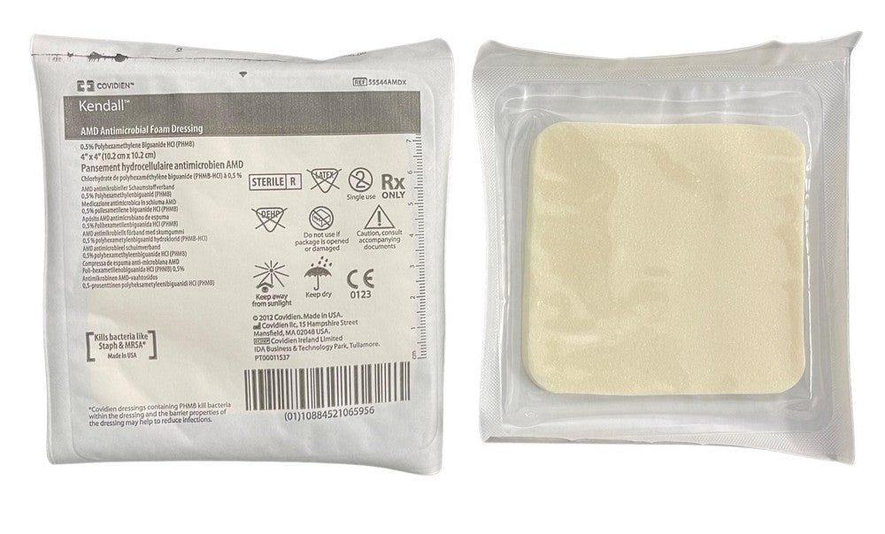 Covidien Kendall AMD Antimicrobial Foam Dressing 10.2cm x 10.2cm (55544AMDX)