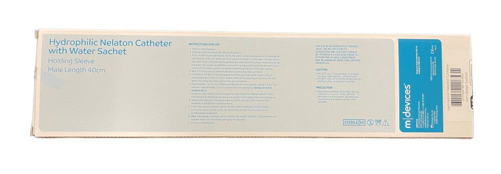 MDevices Hydrophilic Coated Nelaton Catheter with Water Sachet Sterile Box/25pcs