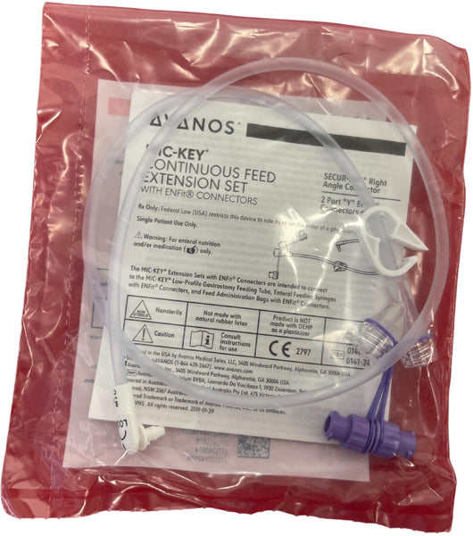 Avanos Mic-Key Low-Profile Gastrostomy Feeding Tube Bolus Cont Extension Set Secur Lok Enfit 60cm