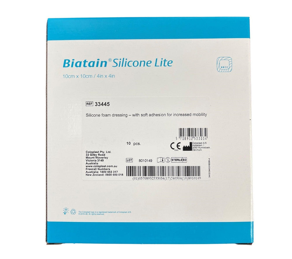 Coloplast Biatain Silicone Lite Adhesive Foam Dressing 10cm x 10