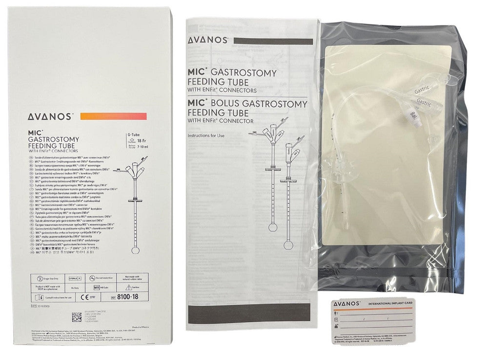 Avanos Standard MIC Gastrostomy Feeding Tube Range Enfit Connector All