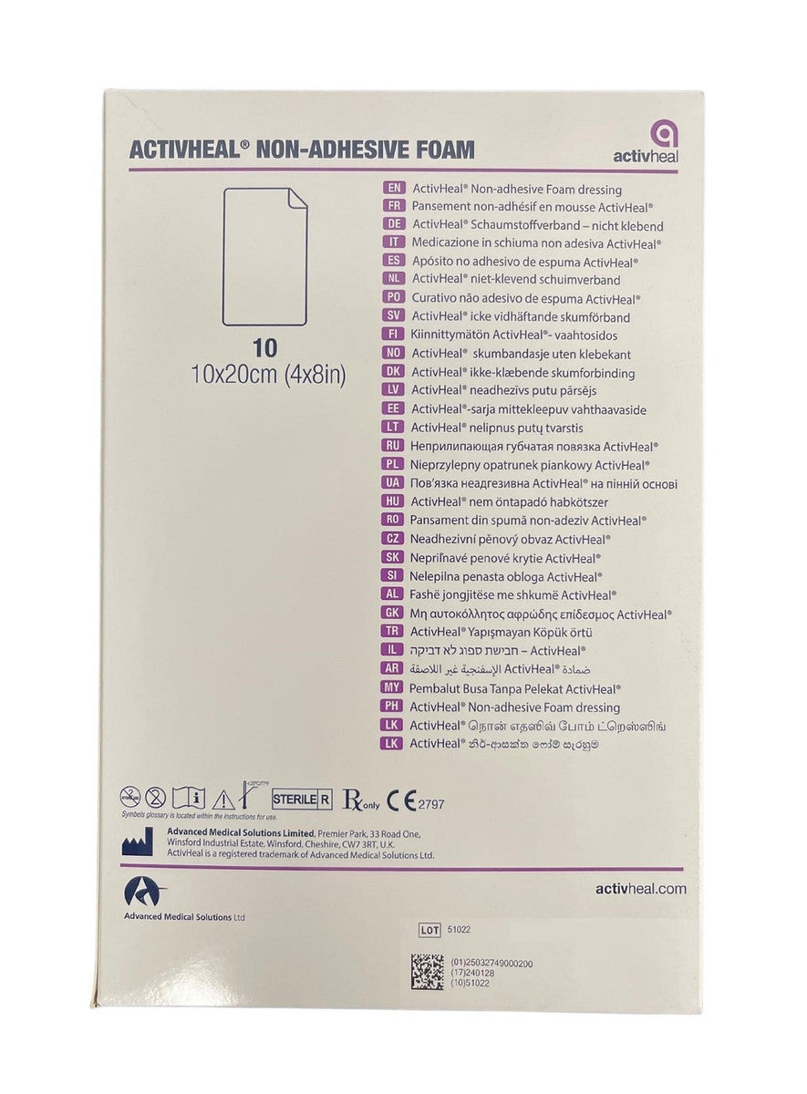 Activheal Non Adhesive Foam 10 X 20cm 10pcs/Box