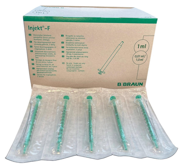 B. Braun Injekt F Fine Dosing Syringe Without Cannula Silicon Oil Free, 1ml  - Box of 100
