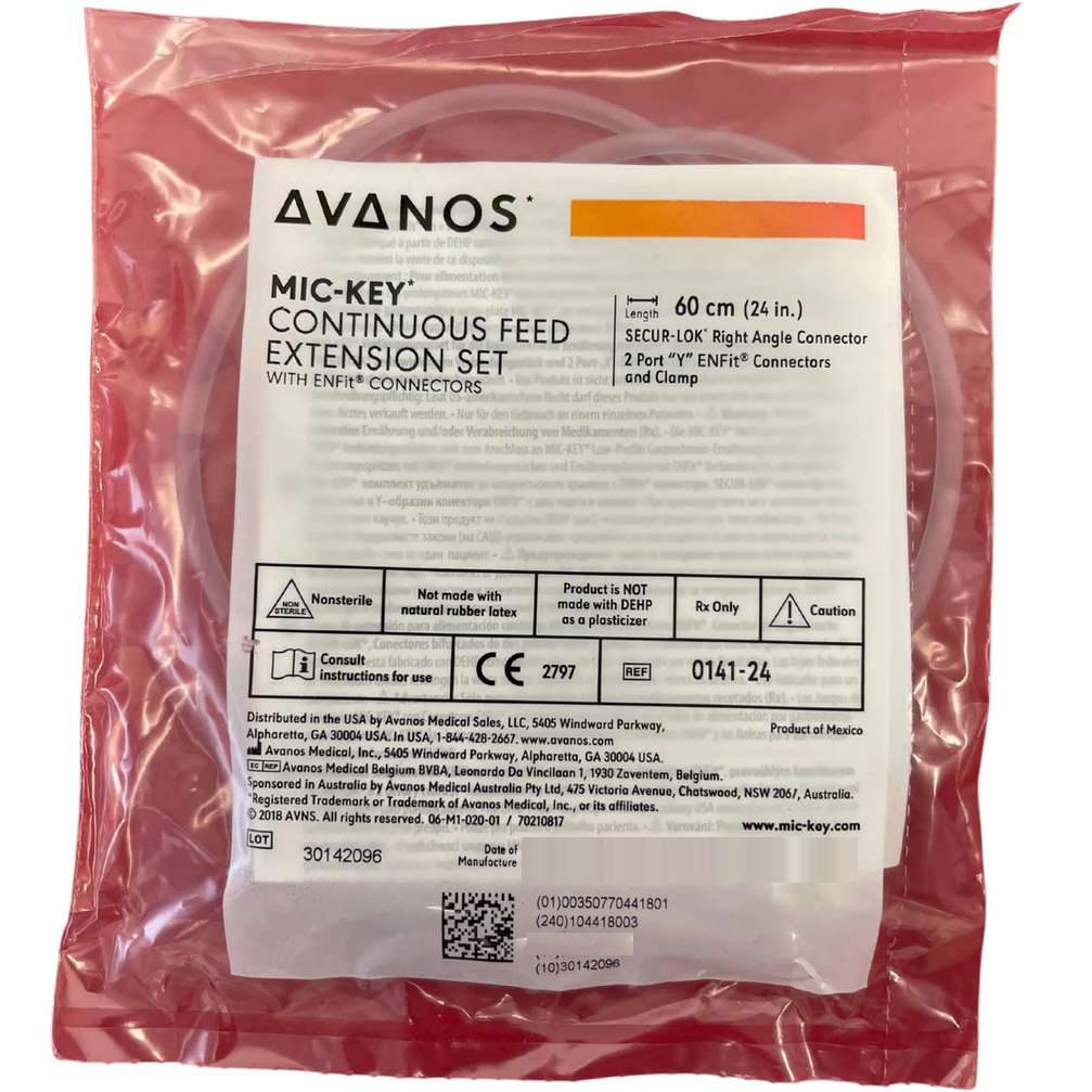 Avanos Mic-Key Continuous Feed Extension Set With Enfit Connectors Secur-lok 24