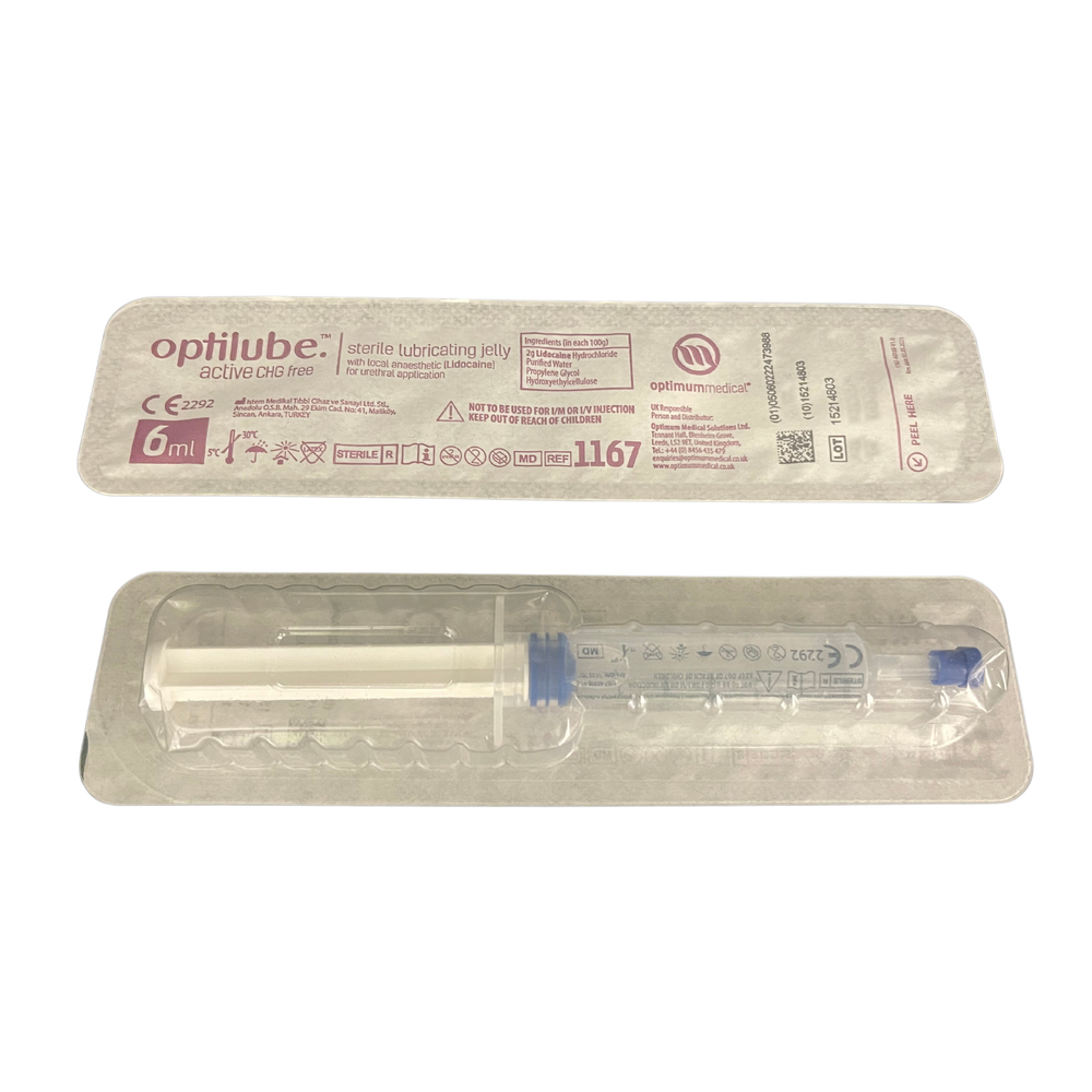 OptiLube Active Lidocaine 2% and CHG Free Syringe - All Sizes