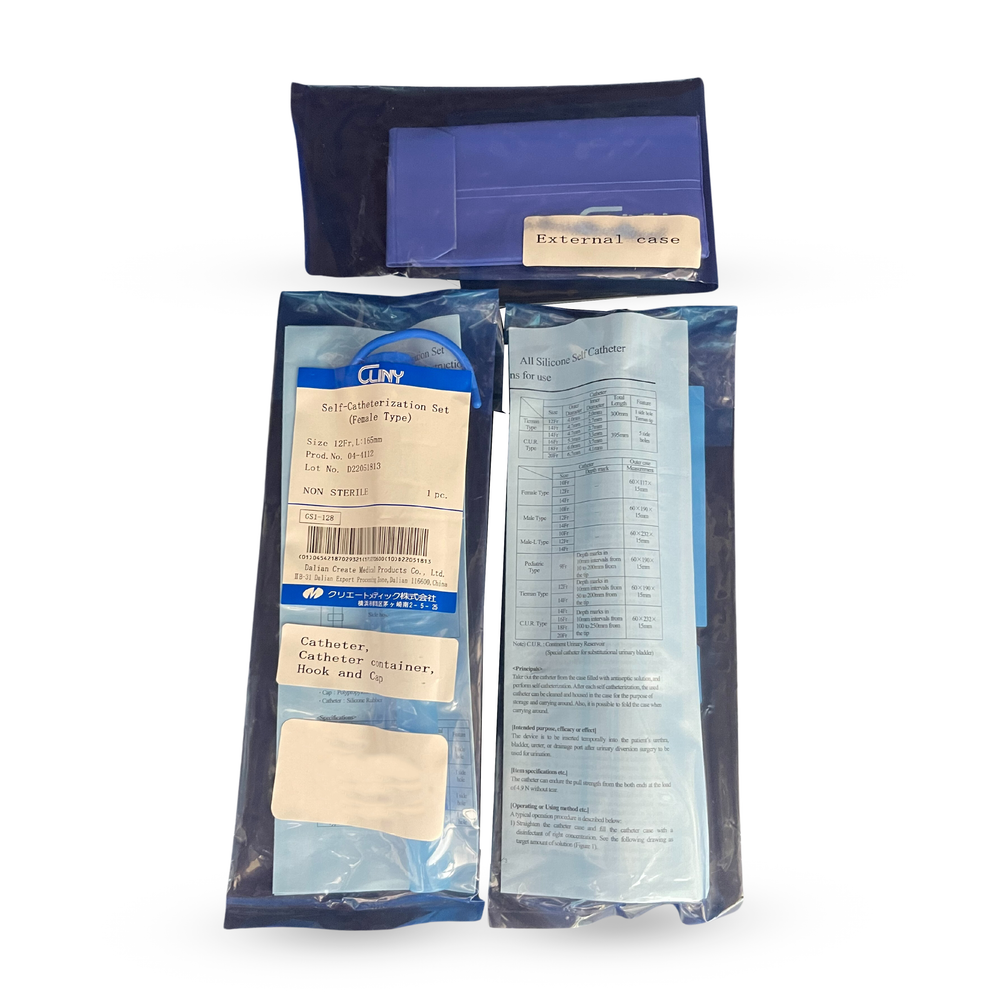 Cliny Safety Catheter Set Female Intermittent Silicone With Separate Cover - All Sizes