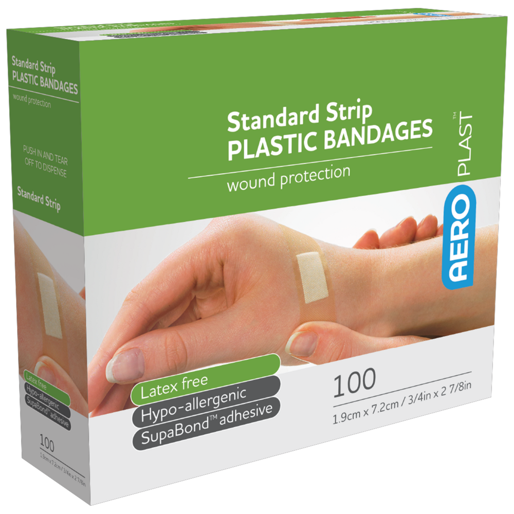 AEROPLAST Plastic Standard Strip 7.2 x 1.9cm Box/100