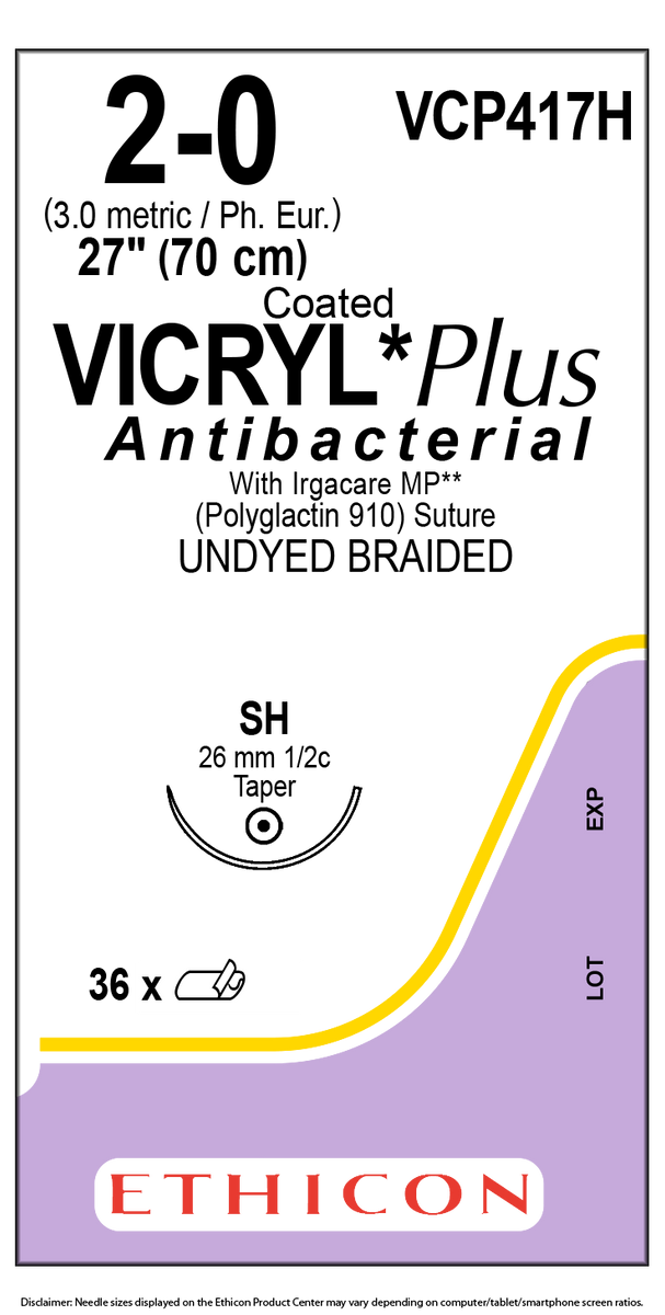 Ethicon Coated VICRYL Plus Antibacterial (polyglactin 910) Suture Taperpoint