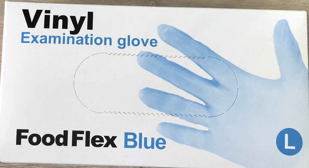 Vinyl Examination Gloves Blue Large Powder Free Non Sterile 100pcs/box