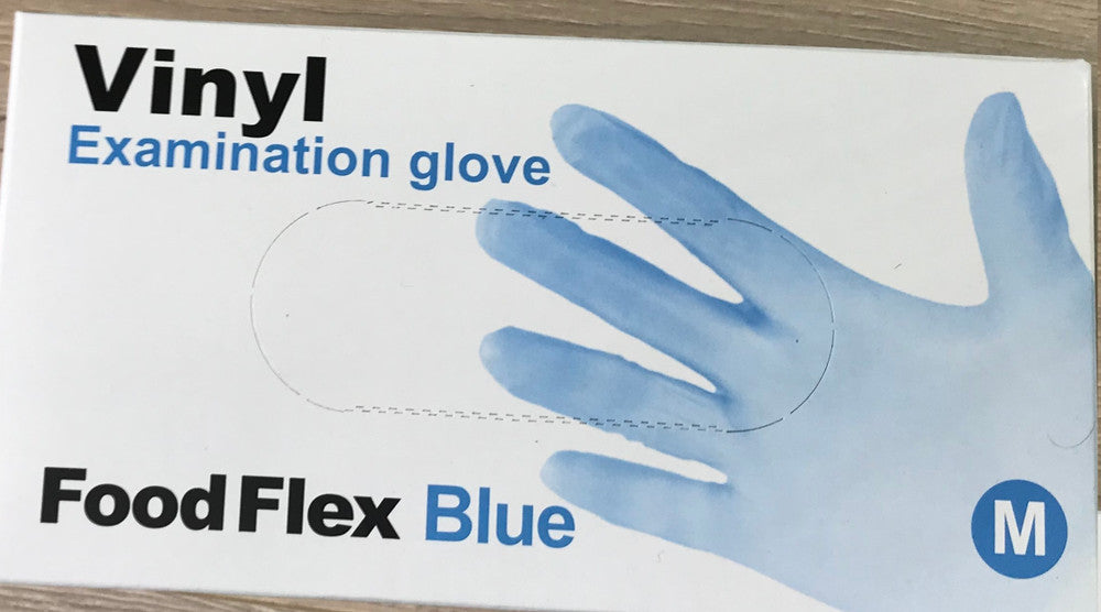 Vinyl Examination Gloves Blue Medium Powder Free Non Sterile 100pcs/box