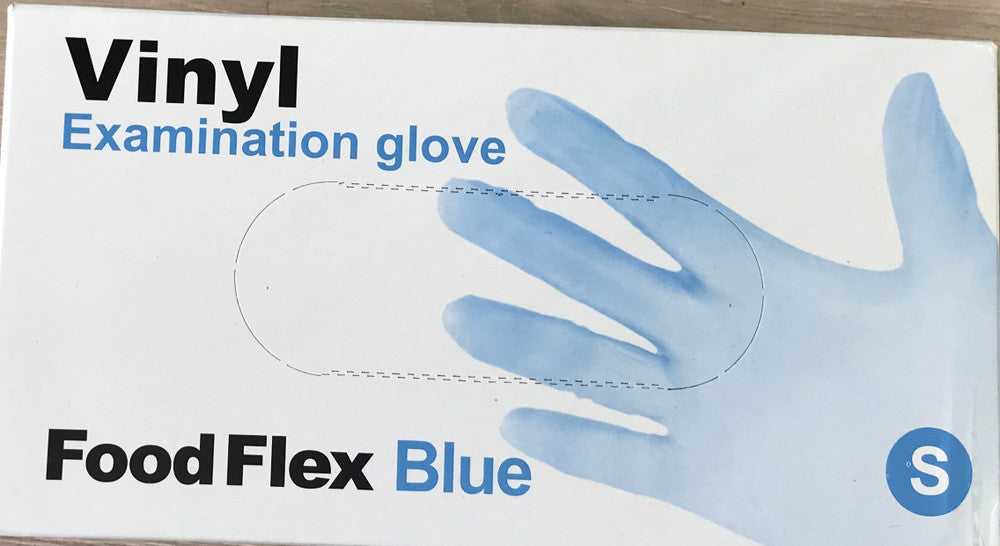 Vinyl Examination Gloves Blue Small Powder Free Non Sterile 100pcs/box