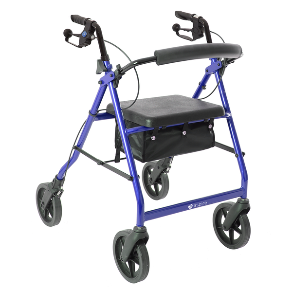 Aspire Deluxe Seat Walker, Rollator (Red / Blue)