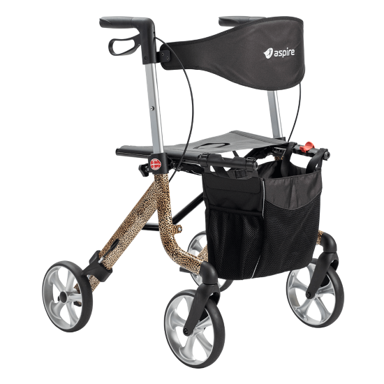 Aspire Vogue Lightweight Seat Walker (Leopard  / Red /  Champagne)