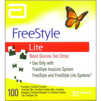 Freestyle Lite Blood Glucose Test Strips, Box of 100 (ADC7098470)