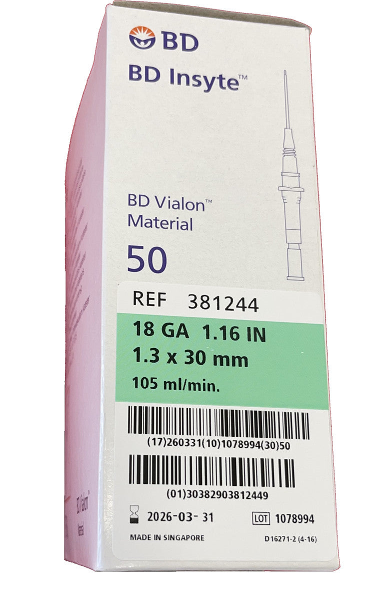 BD Insyte IV Cannula with BD Vialon Biomaterial 18G | Medisa