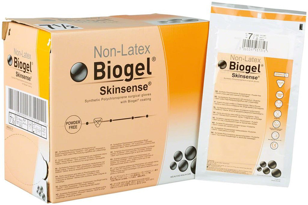 Molnlycke Biogel Skinsense Gloves, Orange - All Sizes