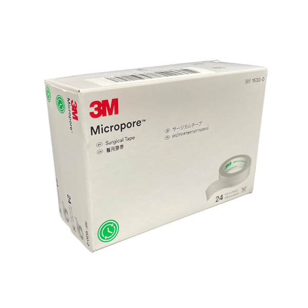 3M Micropore Surgical Tape 12mm x 9.1m White, Box of 24 (1530-0)