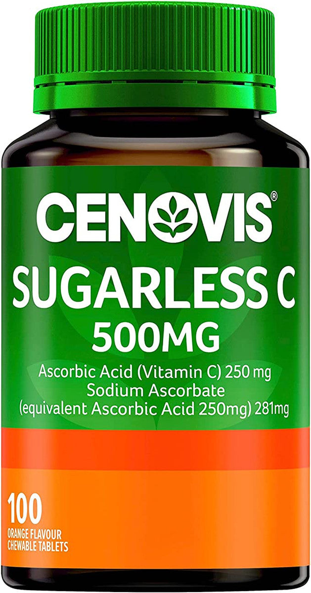 Cenovis Sugarless C 500Mg Orange Flavour Tablets Jar Of 100