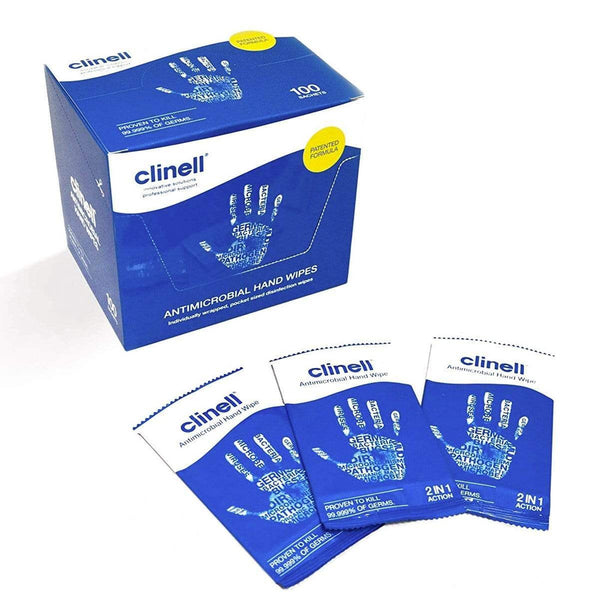Clinell Antibacterial Hand Wipes - Blue Individually Packed