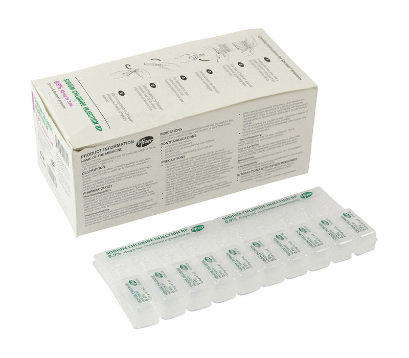 LumaCina Sodium Chloride INJECTION Solution 0.9%, Sterile 5mL - Box of 50 Ampoules