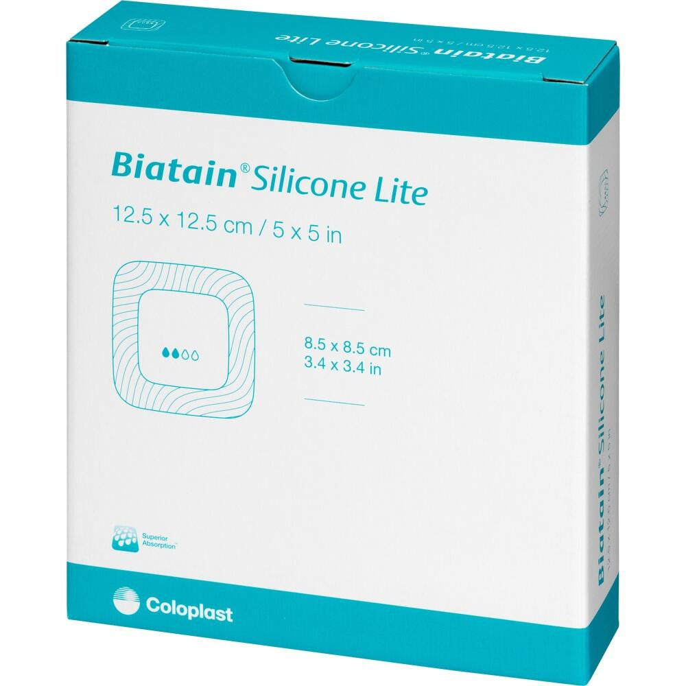 Coloplast Biatain Silicone Lite Adhesive Foam Dressing, 12.5cm x 12.5cm (33446)