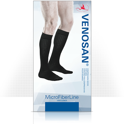 VENOSAN MicroFiberline Compression Socks for Men Black Class 1, Closed Toe, 1Pair - All Sizes