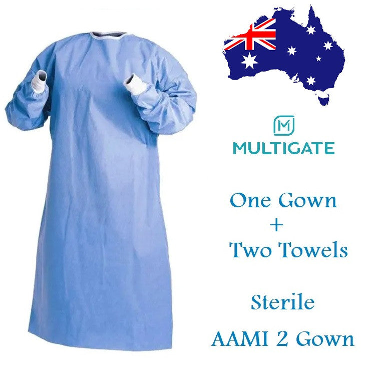 Multigate Surgical Apparel Sterile Isolation Cover Gown with 2 Towels