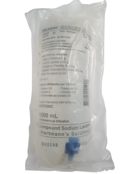 Baxter Hartmann's 1000mL Bag Solution Compound Sodium Lactate Infusion Intravenous IV (AHB2324)