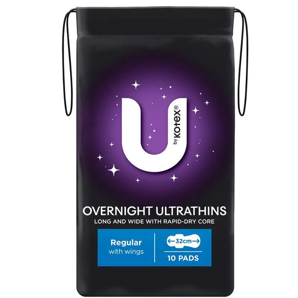 U by Kotex Ultrathin Overnight Regular with Wings Pads 10