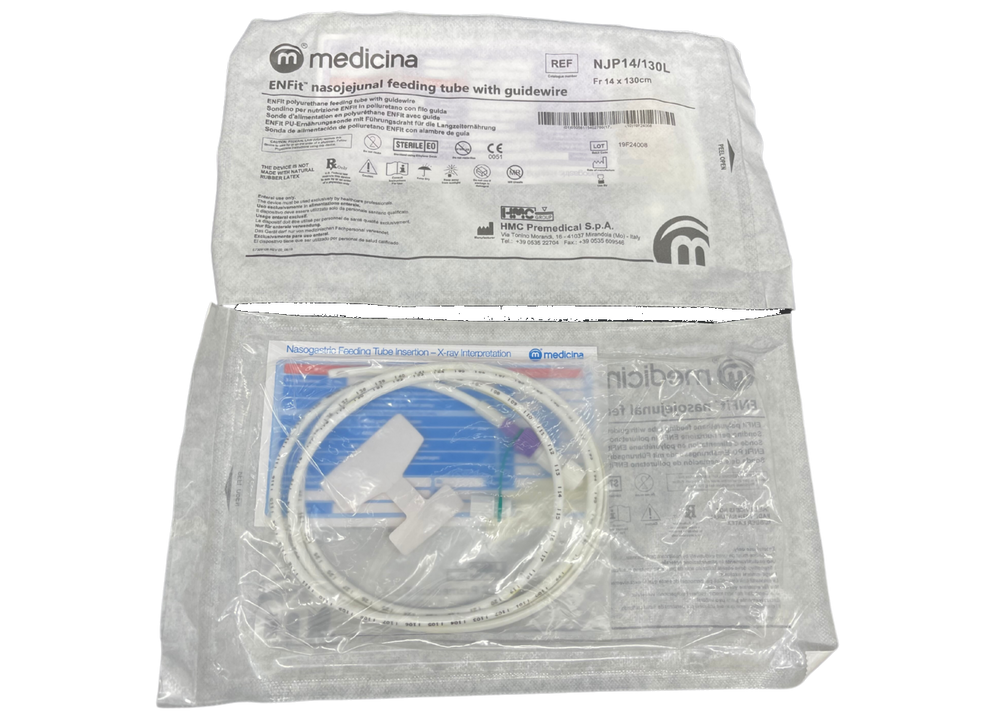 Medicina ENFit Polyurethane Nasojejunal Feeding Tube With Guidewire 14CH, Sterile, Box of 10 - All Sizes