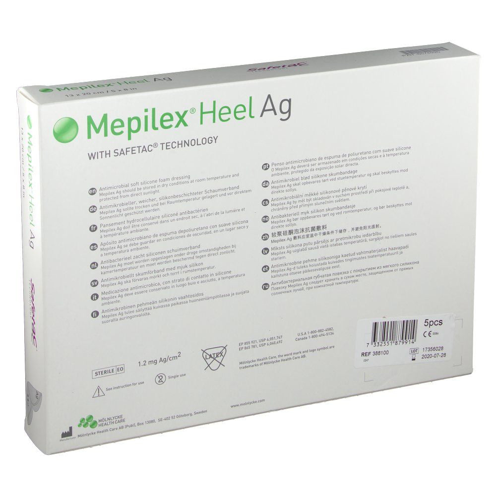 Molnlycke Mepilex Heel Ag 13cm x 20cm All Packaging