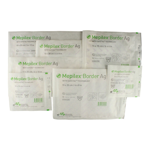 Molnlycke Mepilex Border Ag Adhesive Dressing - All Sizes