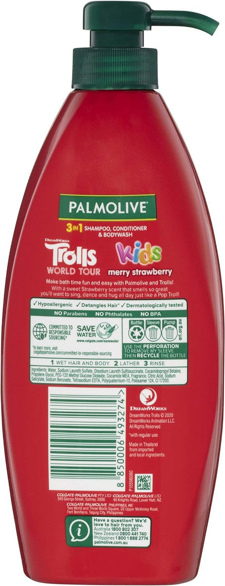 Palmolive Kids 3 in 1 Hair Shampoo, Conditioner and Body Wash 700mL,