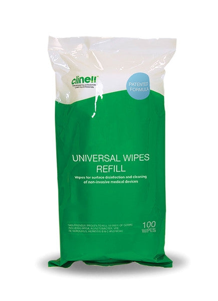 Clinell Universal Wipes Refill Packet of 100 CWTUB100RAUS 8packs/ctn