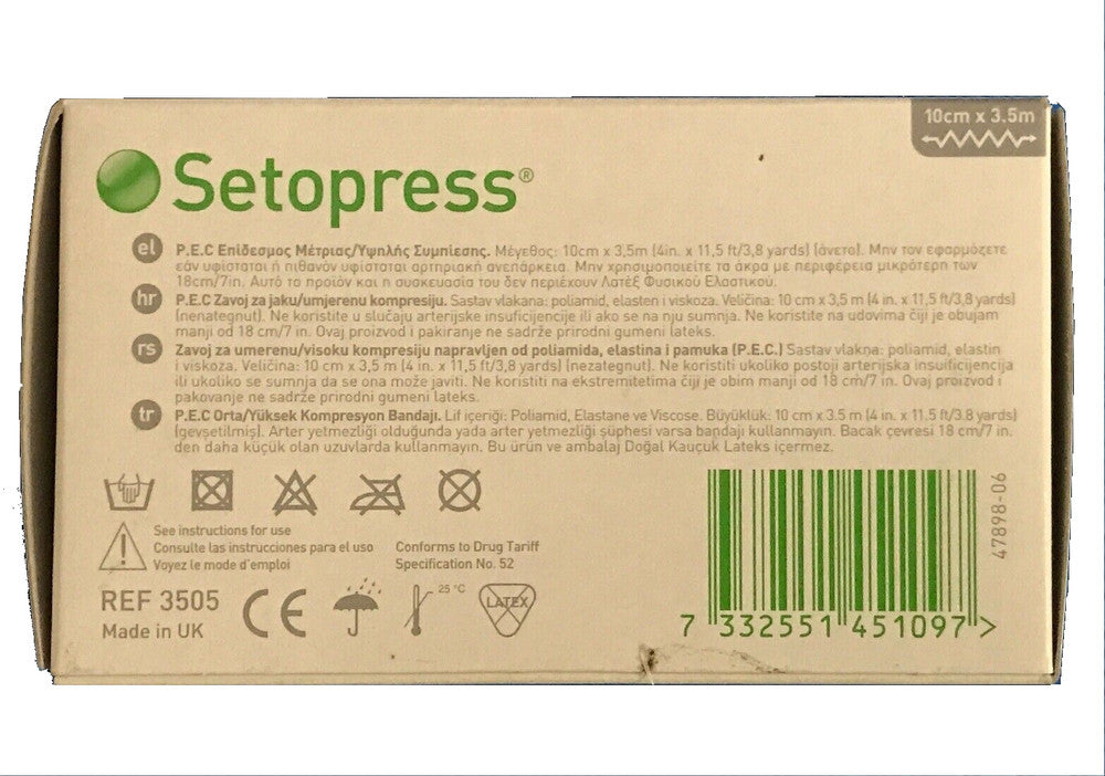 Molnlycke Setopress P.E.C Medium/High Compression Bandage 10cm x 3.5m All