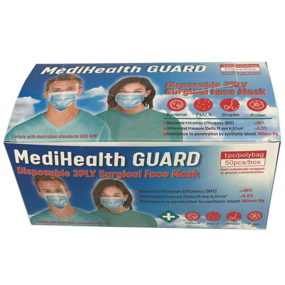 MediHealth Guard Disposable Surgical Face Mask Level 3 Blue facemask