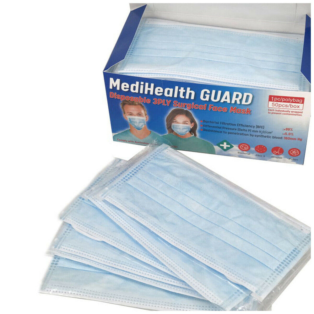 MediHealth Guard Disposable Surgical Face Mask Level 3 Blue facemask